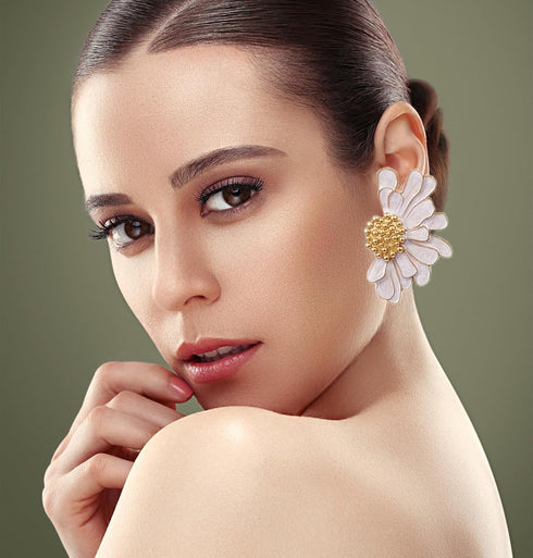 Big Gold Earrings Large Gold Disc Flower Bold Earrings for Women Summer Beach Statement Geometric Earrings Jewelry Gifts...