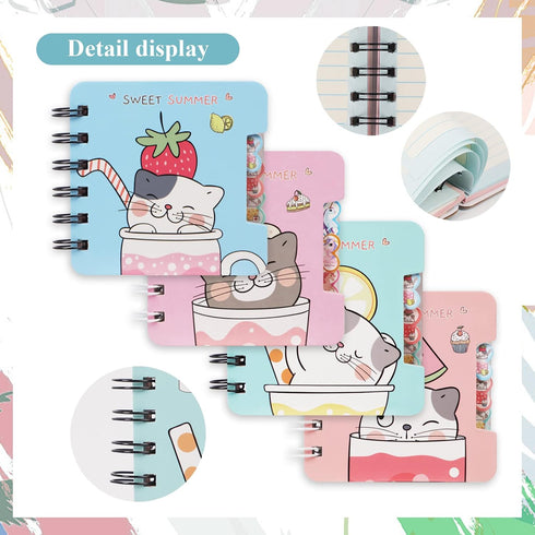 Cat party favors small cute notepad,Kawaii Kitty school office supplies,Funny animal note pad,Cool Mini Kitten spiral notebooks,wide ruled,Japanes...