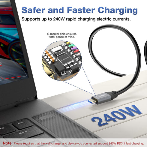 LEIRUI 240W USB C to USB C Cable 6.6FT, 20Gbps Data Transfer 4K 60Hz Video Flexible Type C to Type C Cable Fast Charging USB 3.2 Gen2x2 Compatible...