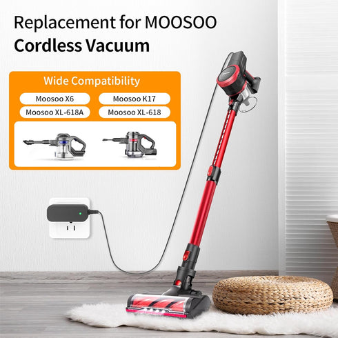 26V Power Cord Compatible with Moosoo M X6 XL618 XL618A K17 for GeeMo G201 Ultra-Light Cordless Stick Vacuum Cleaner Charger Adapter...