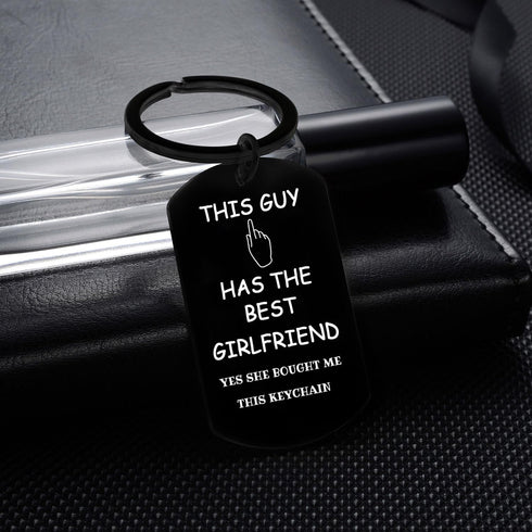 YEEQIN Funny Boyfriend Keychain Gifts for Boyfriend Valentines Birthday Gifts for Him Funny Boyfriend Gift Ideas This Guy Has The Best Girlfriend...