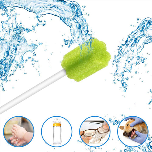 Wellgler's Disposable Care Oral Swabs, Sterile Sponge Mouth Swabs (100pcs, Green)...