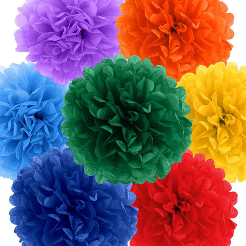 Binpeng Rainbow Paper Pom Poms Hanging Paper Flower Ball Wedding Party Celebrations Decorations Outdoor Decoration Flowers Craft for Party Birthda...