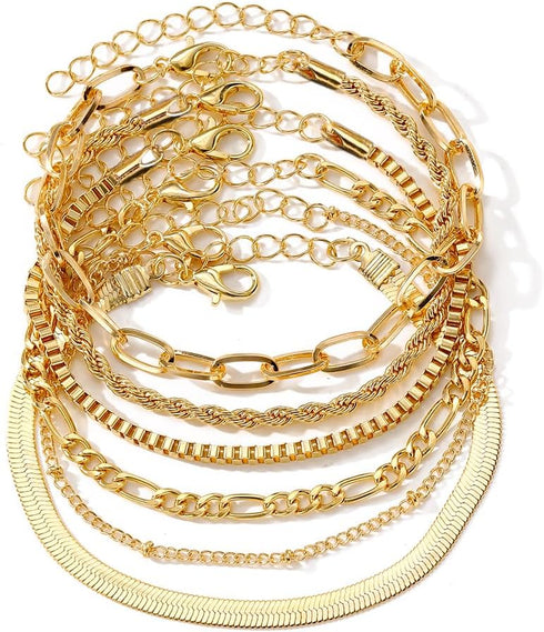 KISS WIFE Gold Bracelets for Women, Thin Dainty Stackable Bracelet Pack, Simple Trendy Adjustable Bracelets Set, Fashion Accessories Jewelry Gifts...