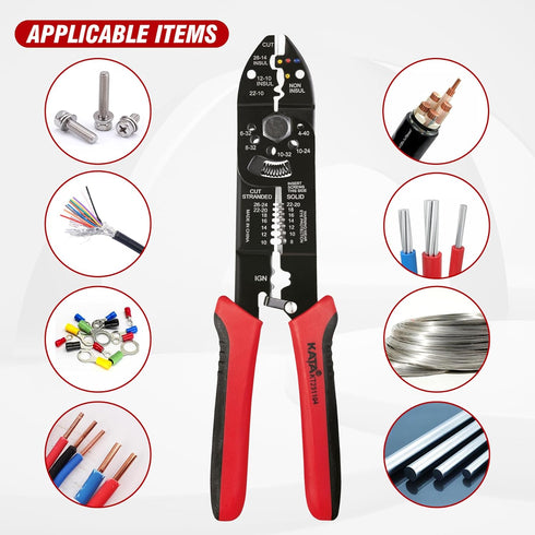 KATA 10 Inch Wire Cutter Wire Stripper, Cutting for 8-22 AWG Solid Wire and 10-26 AWG Stranded Wire, Multifunctional Wire Cutting and Wire Strippi...