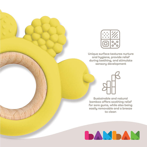 BAMBAM Baby Premium Silicone Teething Ring Toy – Felix The Fruit – 100% BPA Free Silicone, Child Safety Tested, Teether Toys for Baby & Infant 0-6...