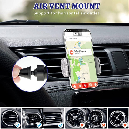 Dashboard Phone Holder Bling Phone Mount for Car,Car phone holder Mount with One More Air Vent Base,Phone Holder Car Accessories,Universal Car Pho...