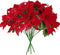 Homcomoda Christmas Red Artificial Flower Faux Poinsettia Bush Fake Flowers for Holiday Wedding Home Decoration 7 Heads 4 Bouquets...