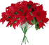 Homcomoda Christmas Red Artificial Flower Faux Poinsettia Bush Fake Flowers for Holiday Wedding Home Decoration 7 Heads 4 Bouquets...
