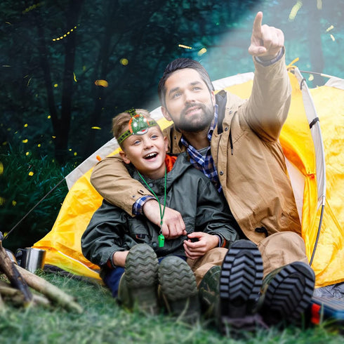 Dinosaur Headlamp with Whistle for Kids Camping Gear - Triceratops Toys Headlight Flashlight for 3 4 5 6 7 8 9 10 Years Old Boys Girls, Perfect fo...