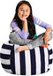 Posh Stuffable Kids Stuffed Animal Storage Bean Bag Chair Cover - Childrens Toy Organizer, Medium 27" - Canvas Stripes Blue and White...