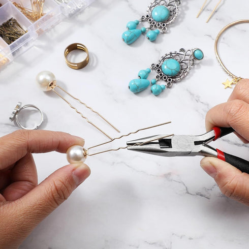 Small Needle Nose Pliers Set 5 Inch Long Nose Pliers with Comfort Grip, Premium Mini Jewelry Needlenose Pliers Rust-Proof for Jewelry Making, Hand...