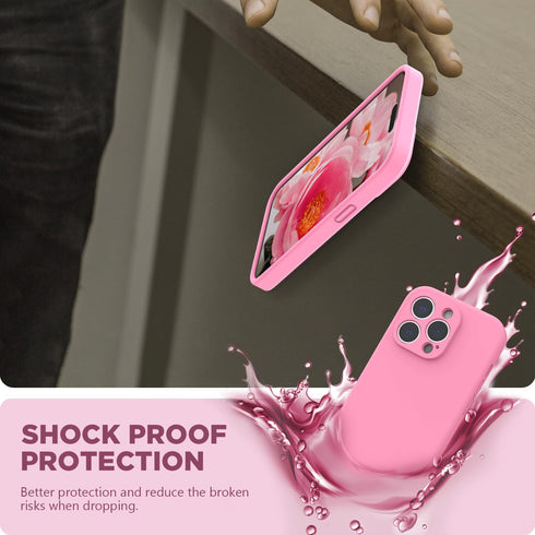 SURPHY Designed for iPhone 14 Pro Max Case with Screen Protector, (with Camera Protection + Soft Microfiber Lining) Liquid Silicone Phone Case (Pi...