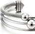 COOLSTEELANDBEYOND Three-Row Women's Stainless Steel Adjustable Open Cuff Bangle Bracelet with Cable and Ball Charms...