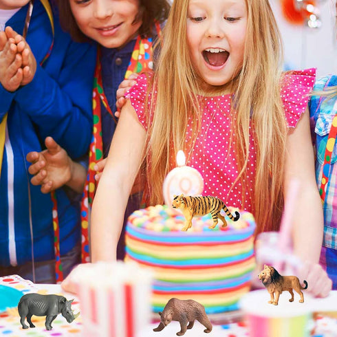 RUSON 12 Pcs Safari Animals Figures Toys, Realistic Mini Jungle Zoo Animal Figurines Cake Topper Toy Set Christmas Birthday Easter Egg Gift Party ...