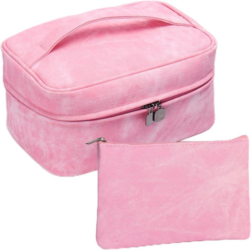 Travel Size Makeup Brush Bag for Women, 2024 Latest Premier PU Leather Cosmetic Bags for Traveling, Cute Skincare Make Up Storage Bag Organizer, C...