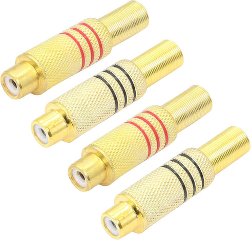 PNGKNYOCN RCA Audio Connector, Screws Audio Video AV Stereo Female Jack with Spring Coaxial Audio Gold Plated Solder Adapter ?4-Pack?...