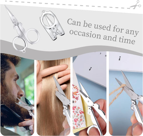 8 Pcs Stainless Steel Small Scissors Folding Scissors, Pocket Portable Foldable Travel Scissors Tiny Mini Craft Cutter for Home Travel, Silver...