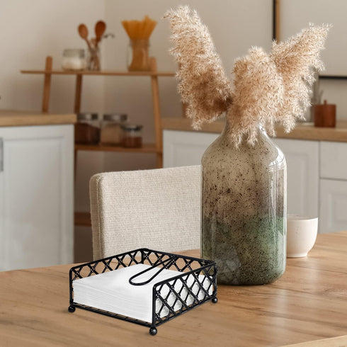 Blue Donuts Lattice Collection Napkin Holder – Napkin Holders for Tables, Dining Table Napkin Holders for Kitchen, Flat Napkin Holder, Black...