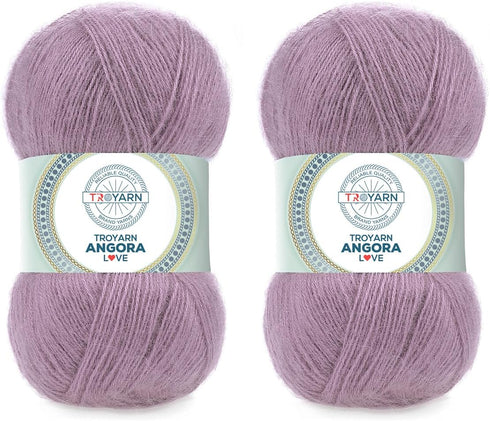 Angora Love (2- Skeins Pack) 20% Wool%80 Acrylic Thread Crochet Lace Weight #1 Fingering and Socks Yarn (2 x 3.52 oz) / (2 x 601 Yds) (108312 - Pu...