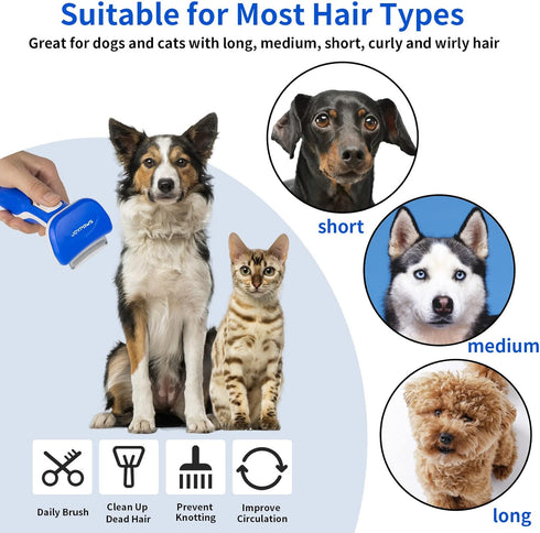 Upgraded Pet Self Cleaning Curved Deshedding Tool, Effectively Reduces Shedding by Up to 95%, Professional Grooming Brush for Small Dogs, Cats and...