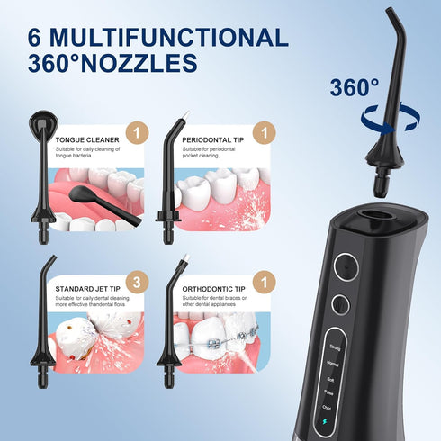 Water Dental Flosser Cordless Teeth Cleaning MOCEL 5 Modes Oral Irrigator 300ML Portable and USB C Cable Rechargeable IPX7 Waterproof Flossing Tee...