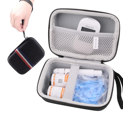Hard EVA Carrying Case for Care Touch/Accu-Chek/KETO MOJO/CareSens Blood Glucose Monitor Kit - Diabetes Testing Kit Case.(Only Case) (large)...