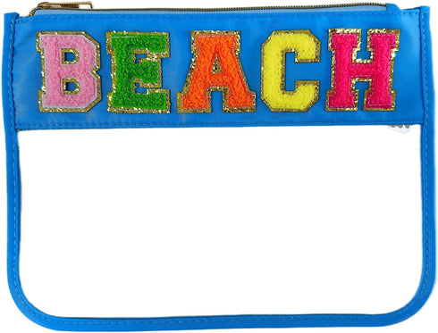 Clear Makeup Letter Bag,Letter Patch Makeup Bag,Chenille Letter bag,Stadium Letter Bags,Preppy Clear Makeup bags,Cosmetic Toiletry Clear Pouches b...