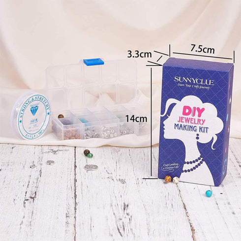 SUNNYCLUE 1 Box 276Pcs Rosary Cross Charms Round Cross Beads Beading Bracelets Making Kit DIY Synthetic Turquoise Beaded Adjustable Stretch Rosary...