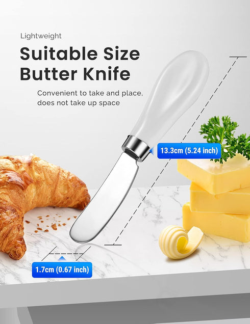 2 Pack Stainless Steel Butter Spreader Knife, Butter Knife with White Porcelain Handle, Cheese Butter Spreader Knives for Kitchen...
