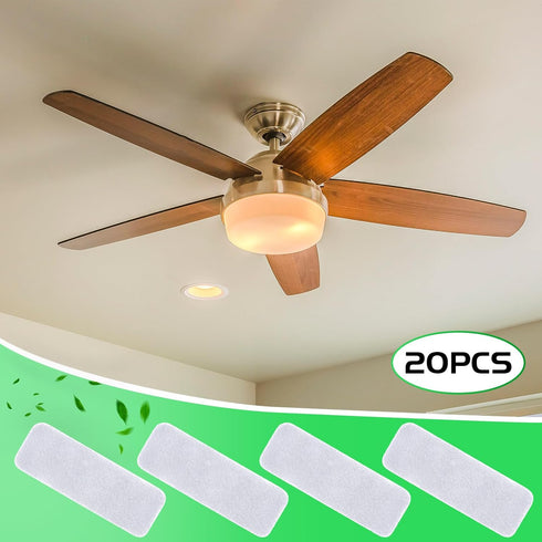 20 Pcs Ceiling Fan Blade Filters Ceiling Fan Air Filters Fan Air Purifier Pads Coconut Carbon Ceiling Fan Air Filter for Home, Dirt, Smoke (White)...