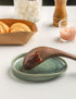 Ceramic Spoon Rest for Stove Top, Spoon Holder for Kitchen Counter, Farmhouse Cooking Utensil Holder for Spoons, Ladles, Spatula, Glazed Green...