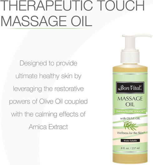Bon Vital' Therapeutic Touch Massage Oil Made with Olive Oil to Repair Dry Skin & Soothe Sore Muscles, Lightweight Oil Perfect for Any Massage to ...