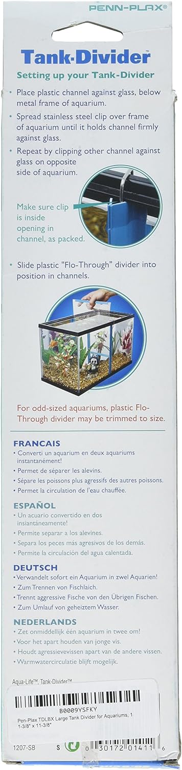 Penn-Plax Large Tank Divider for Aquariums, 11-3/8" x 11-3/8" (TDLBX)...