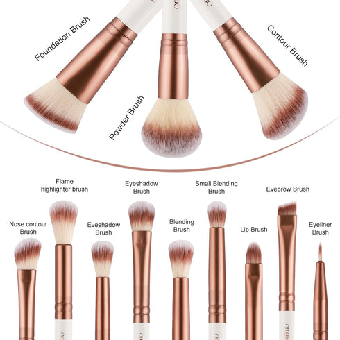 Makeup Brush Set Professional, 12 Pcs Smooth Wooden Handle Makeup Brushes, Multifunctional Make up Brushes for Makeup Beginners and Makeup Enthusi...