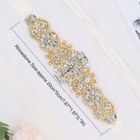 Women's Bridal Belt Rhinestone Wedding Sash Belts with Crystal Beads Pearls for Dresses and Gowns...