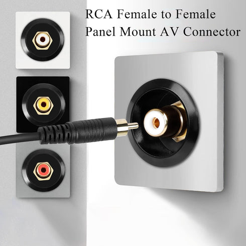 QIANRENON Gold Plated RCA Embedded Threaded Fixed Adapter, RCA Female to Female Panel Mount AV Connector,for TV Subwoofer Speaker Amplifier Phono ...