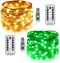 ER CHEN 2 Pack Dimmable USB String Lights, 33ft 100 LED Warm White & Green Color Changing Fairy Lights with Remote&Timer, 8 Modes Silver Coated Co...