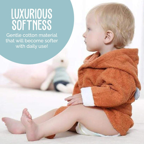 BlueMello Baby Fox Bathrobe | Ultra-Soft Hooded Robe for Toddlers 0-6 Months | Essential Bath Towel for Infants | Ideal for Infant Boy Accessories...