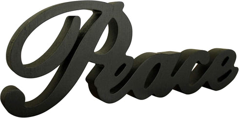 CVHOMEDECO. Matt Black Wooden Words Sign Free Standing Peace Desk/Table/Shelf/Home Wall/Office Decoration Art, 11 x 4-1/4 x 1 Inch...