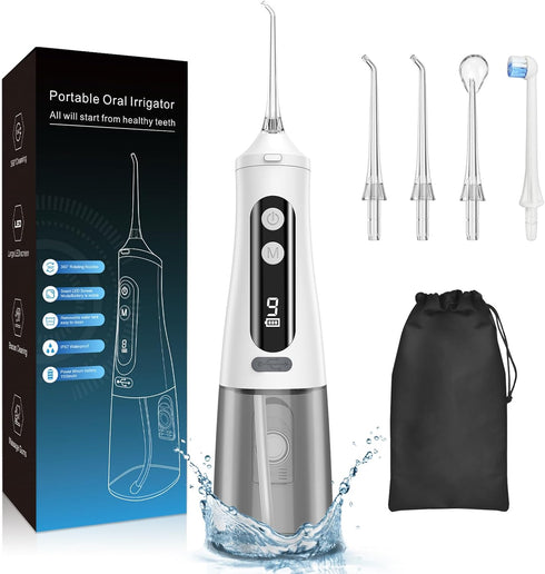 Water flosser,350ml Tank with 4 nozzles,9 Modes,Dental Tools to Remove Plaque and Tartar waterflosser Slate flosser Rechargeable M131 Water flosse...