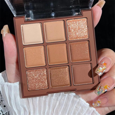 Erinde 9 Colors Eyeshadow Palette, Matte Shimmer Glitter Eye Shadow Palette Makeup, Highly Pigmented Long Lasting Waterproof, Natural Neutral Nude...