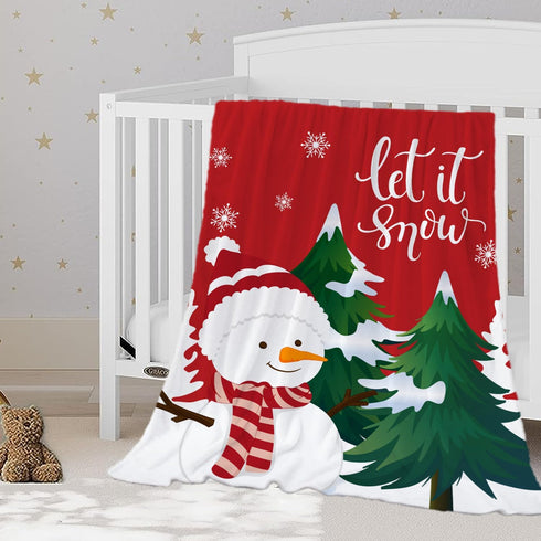 YeeJu Christmas Throw Blanket Kids Small Red Christmas Snowman Blanket for Girls Boys Child Baby Bed Soft Lightweight Fuzzy Plush Fleece Blankets ...