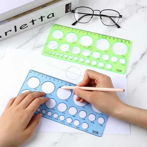 2 Pieces Circle Stencil, Circle Template for Drawing, Plastic Round Drawing Templates, Circle Ruler Drawing Templates for Office and School...
