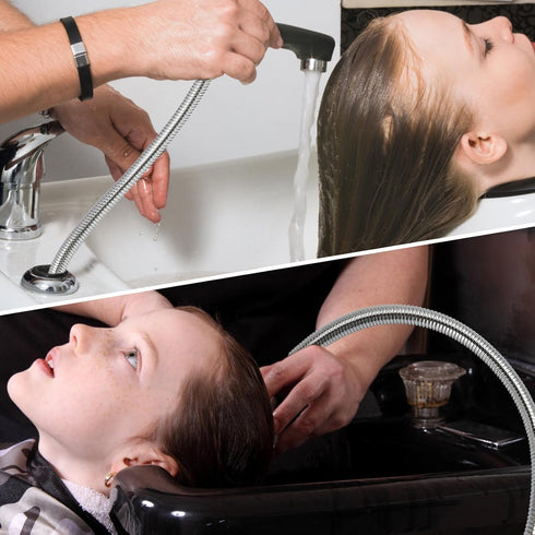 LukLoy ??/??" to ??/??" Nut Stainless Steel Shampoo Bowl Hose for Professional Salon Shampoo Bowl Faucet and Sprayer Head, Sprayer Head Not Includ...
