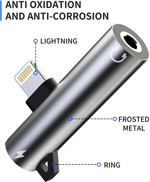 Headphone Adapter Lightning to 3.5mm AUX Audio Jack and Charger Extender Dongle Earphone Headset Splitter Compatible with iPhone 11 12 Mini pro ma...
