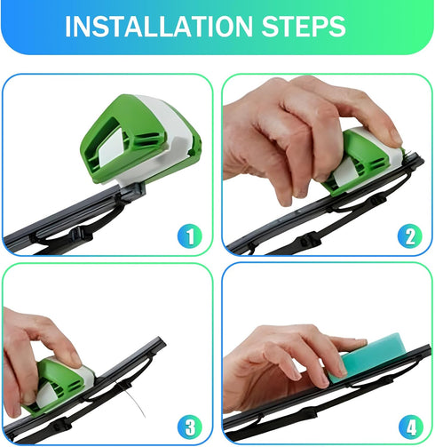 Pack-1 Car Windshield Wiper Repairer, Wiper DIY Smart Quickly Repair Tool with Cleaning Sponge, Car Wiper Blade Cutter Regroover, Universal Mainte...