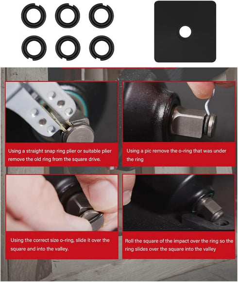 (6 Sets) 1/2" Retaining Ring Clip with O-Ring for Milwaukee Electric/Pneumatic Type Impact Wrench, Retainer Ring Anvil Install Tool Included...