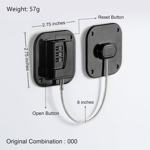 Refrigerator Lock, Heavy Duty Fridge Lock, Combination Lock for Refrigerator Cabinets, Drawers, Safety Lock, Easy Install No Keys Needed (Black-2P...