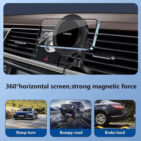 LAMJAD for Magsafe Car Mount Charger, Magnetic Car Charger Fast Charging, 15W Wireless Car Charger,Compatible for Phone 15/14/13/12 Air Vent Dashb...